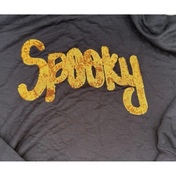 Cynthia Rowley Sweatshirt Womens Black Spooky Sequin Halloween NWT Medium - Picture 2 of 6